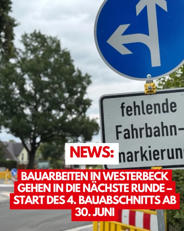 Bauarbeiten in Westerbeck gehen in die nächste Runde – Start des 4. Bauabschnitts ab 30. Juni

Verkehrsteilnehmende müssen sich auf Einschränkungen und längere Wartezeiten einstellen

Die Erneuerung der Ortsdurchfahrt Westerbeck (L 289) schreitet weiter planmäßig voran: Ab heute, dem 30. Juni 2025, beginnt der vierte Bauabschnitt. Die Arbeiten schließen direkt an den vorangegangenen Abschnitt an, der kürzlich zwischen Im Schönen Winkel und der Einmündung Ringstraße fertiggestellt wurde.

Der neue Abschnitt reicht nun von der nördlichen Einmündung der Ringstraße bis zur Kreuzung Hagenriede. Voraussichtlich dauern die Arbeiten bis in den September 2025 an. Die Straße Hagenriede bleibt dabei weiterhin aus nördlicher Richtung erreichbar.

Da die Ringstraße im betroffenen Bereich vollständig gesperrt wird, erfolgt die Umleitung des Verkehrs von und nach Grußendorf über die Hagenfeldstraße und Auf dem Berge. Für den LKW-Durchgangsverkehr bleibt Westerbeck weiterhin gesperrt.

Den gesamten Artikel findest du auf www.sassenburg-spd.de